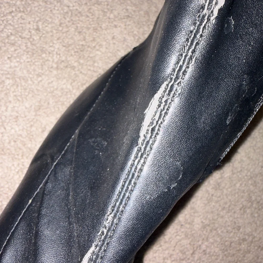 FLAWED Black Thigh High Stiletto Boots FLAWED - Picture 7 of 8